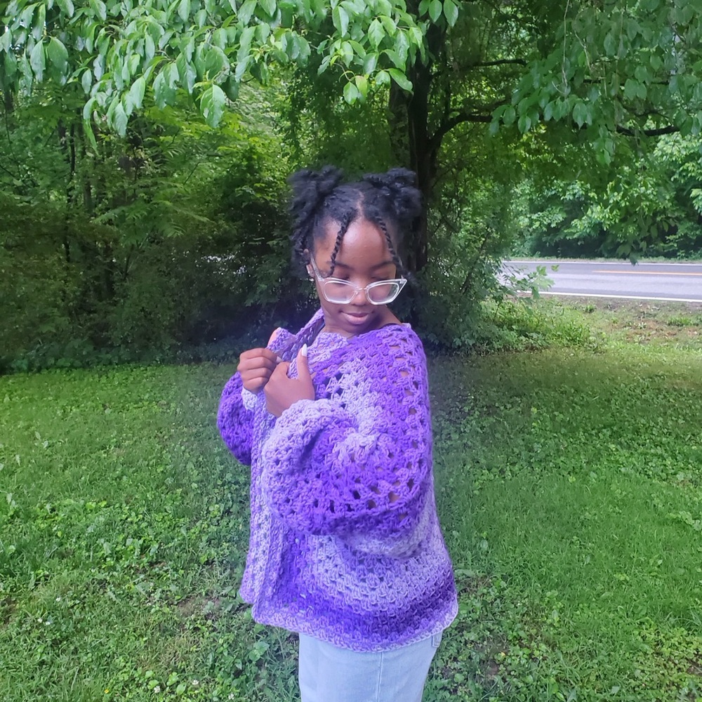 Purple and Lavender Crochet Sweater